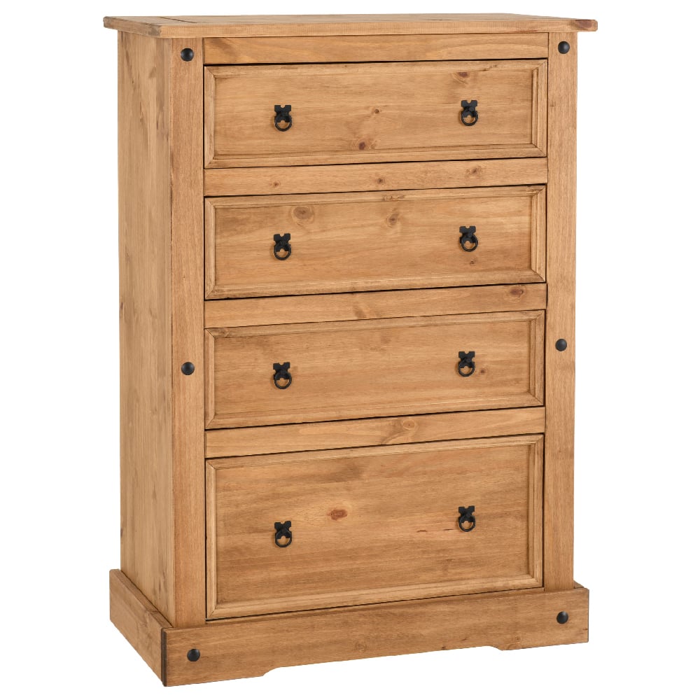 Central Wooden Chest Of 4 Drawers Tall In Oak