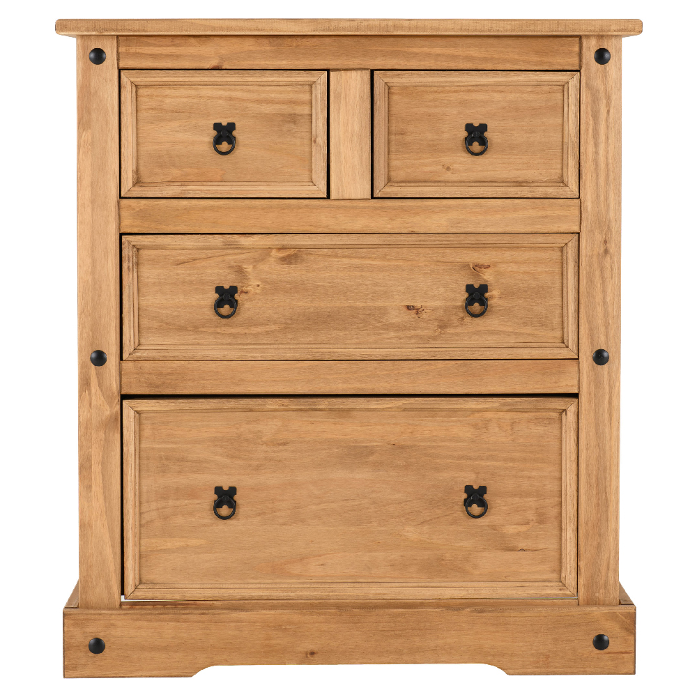 Central Wooden Chest Of 4 Drawers Wide In Oak