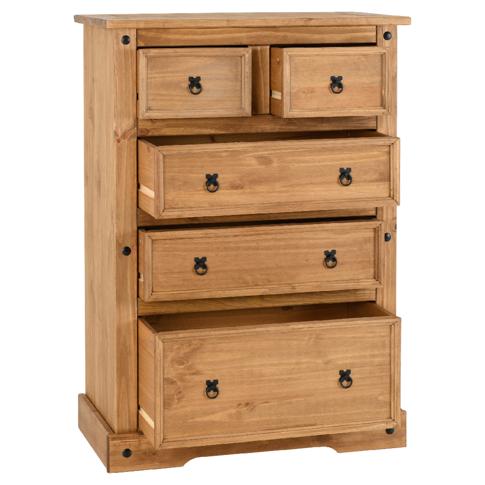 Central Wooden Chest Of 5 Drawers In Oak