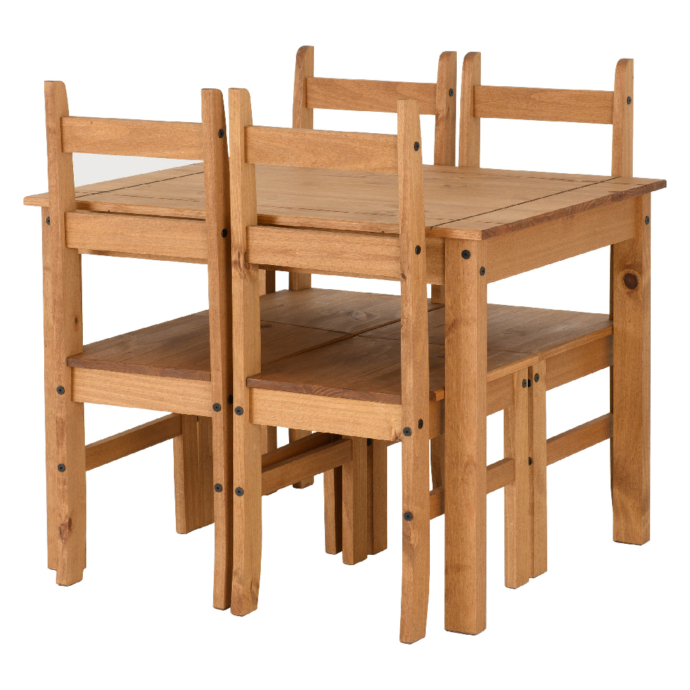 Central Wooden Dining Table Rectangular With 4 Oak Chairs