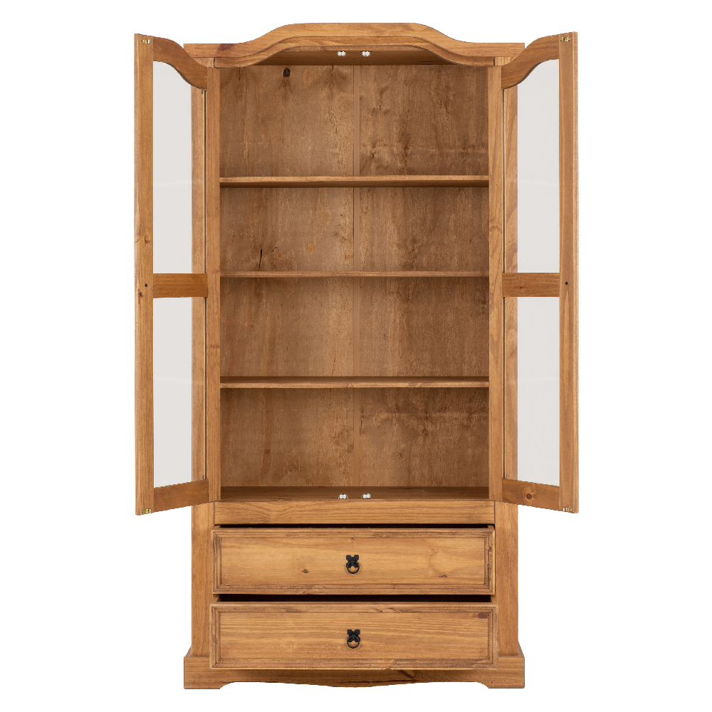Central Wooden Display Cabinet With 2 Doors 2 Drawers In Oak