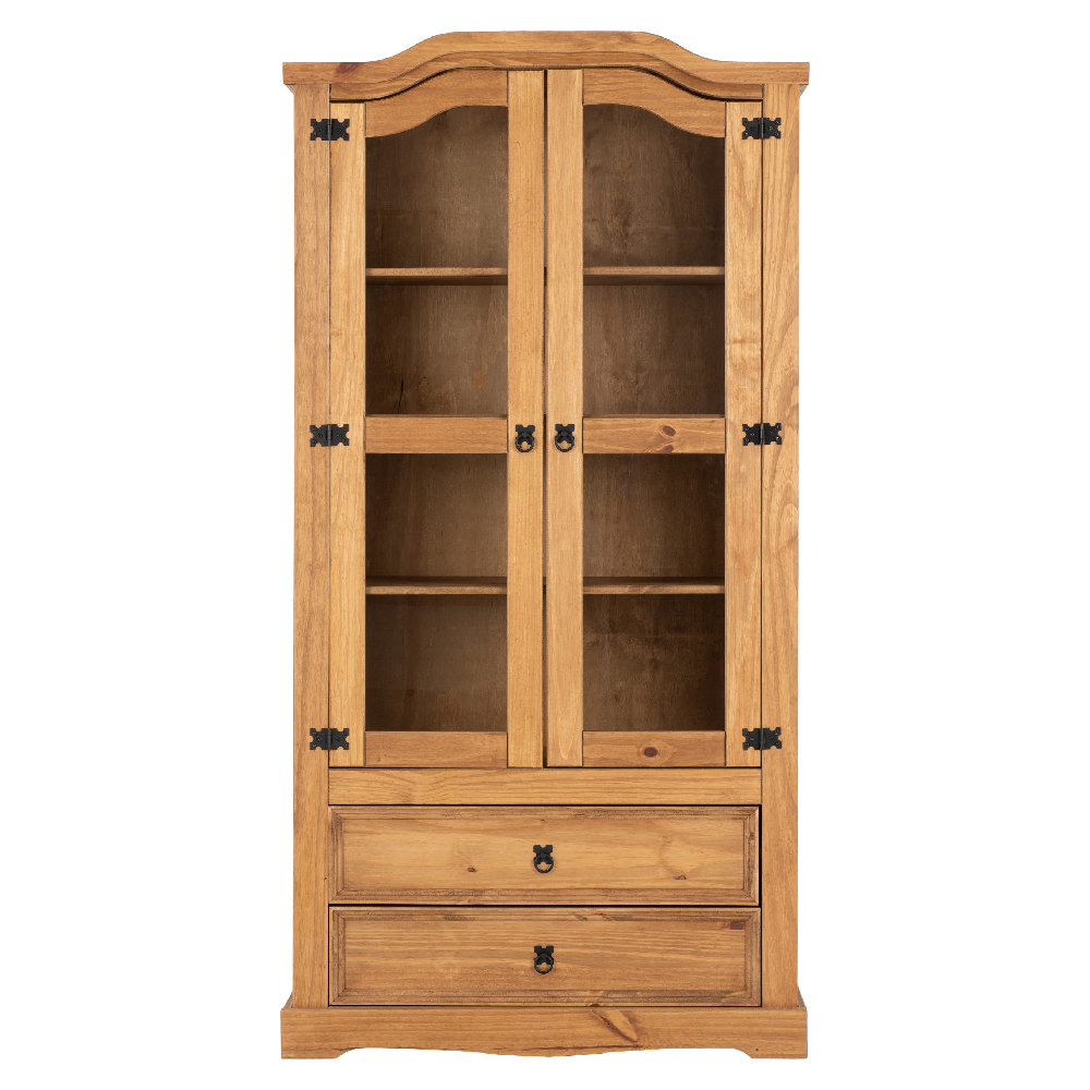 Central Wooden Display Cabinet With 2 Doors 2 Drawers In Oak