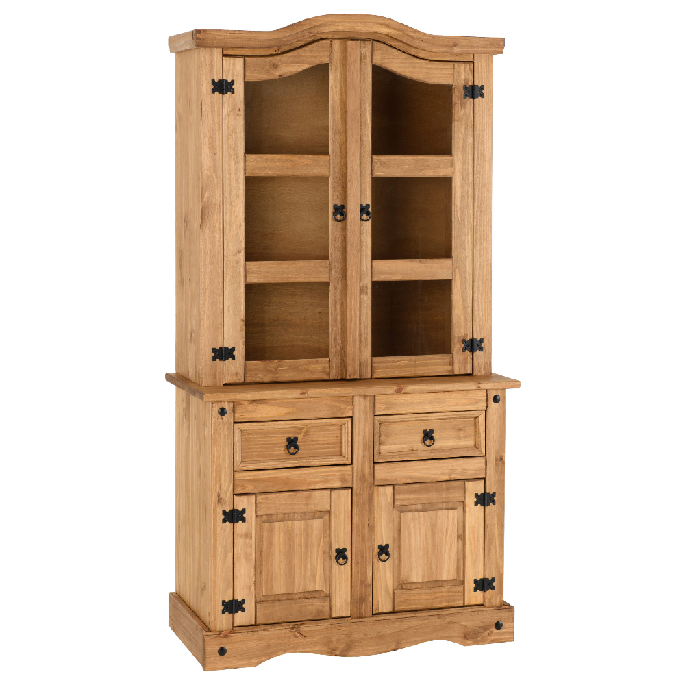 Central Wooden Display Cabinet With 4 Doors 2 Drawers In Oak