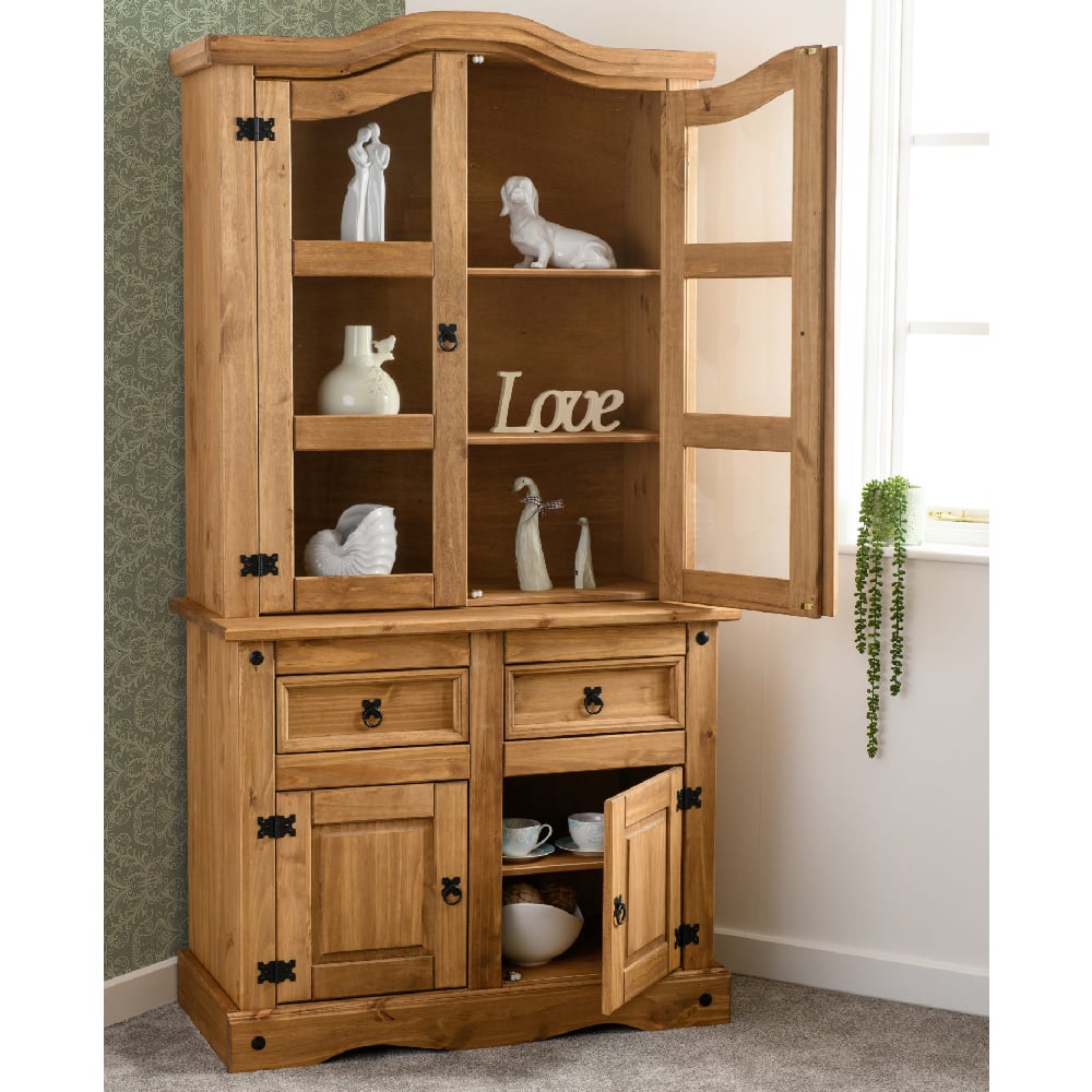 Read more about Central wooden display cabinet with 4 doors 2 drawers in oak