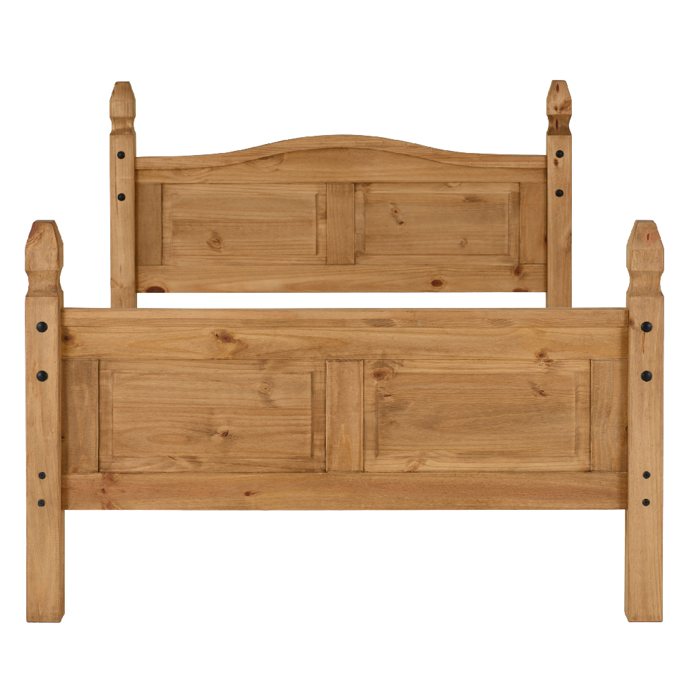 Central Scroll Wooden High Foot Double Bed In Oak