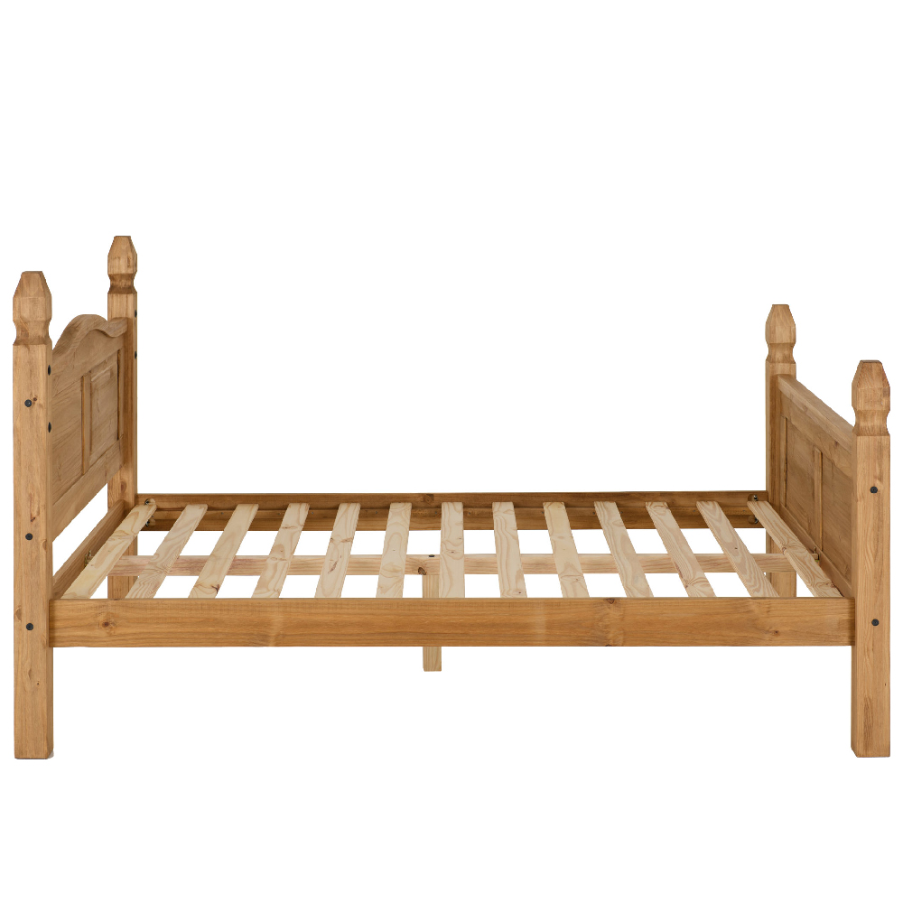Central Scroll Wooden High Foot Double Bed In Oak