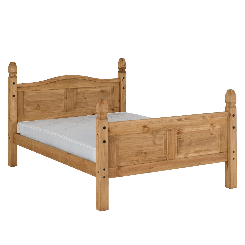 Central Wooden High Foot King Size Bed In Oak