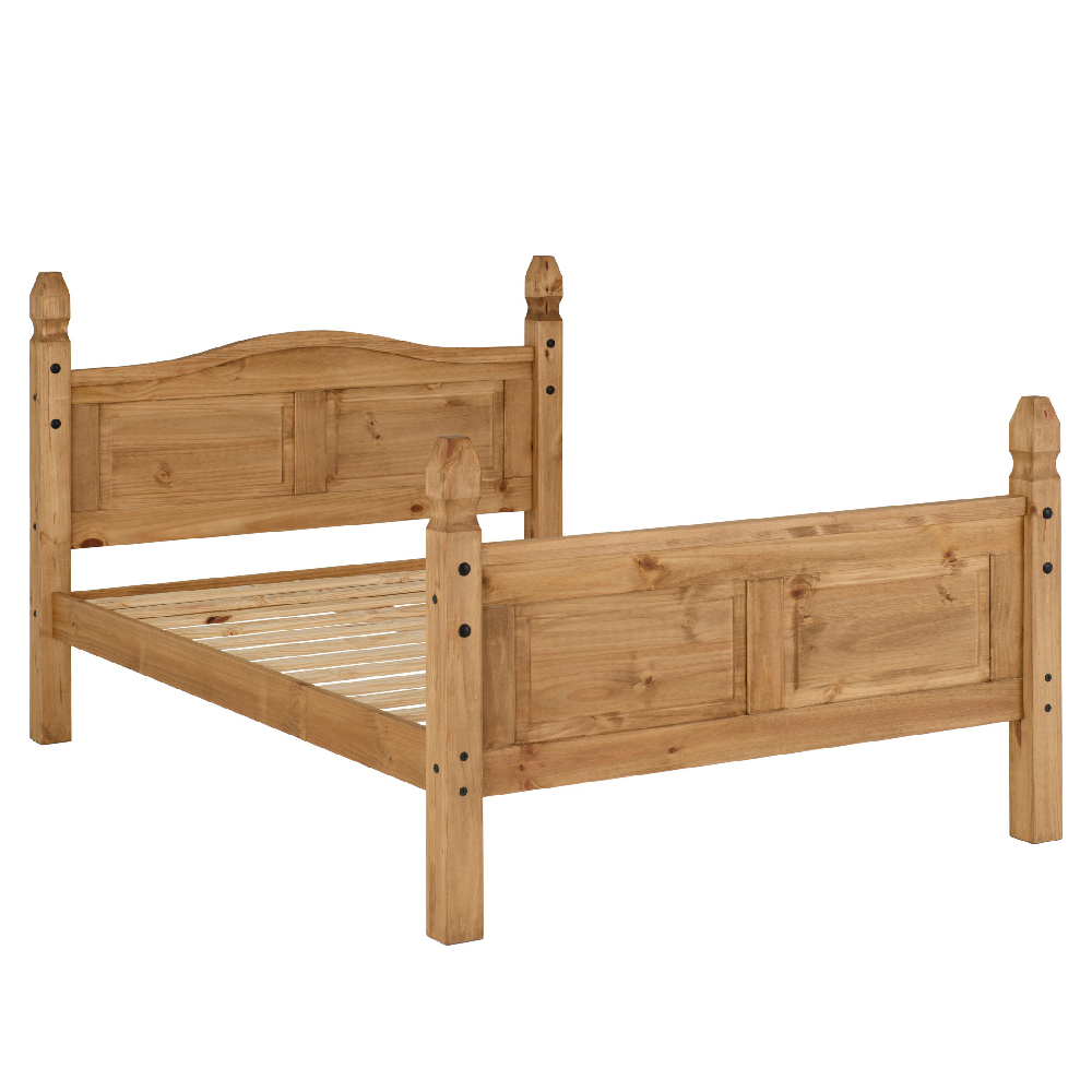 Central Wooden High Foot King Size Bed In Oak