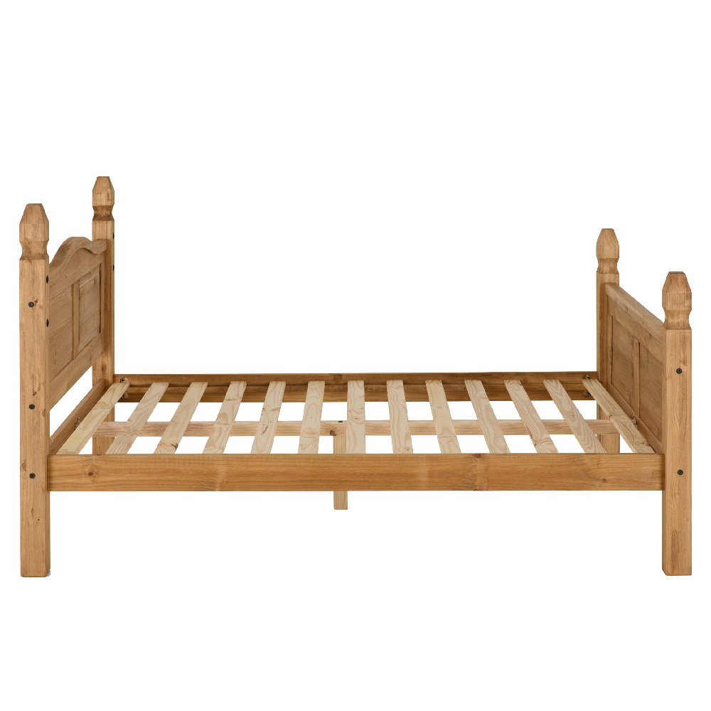 Central Wooden High Foot King Size Bed In Oak
