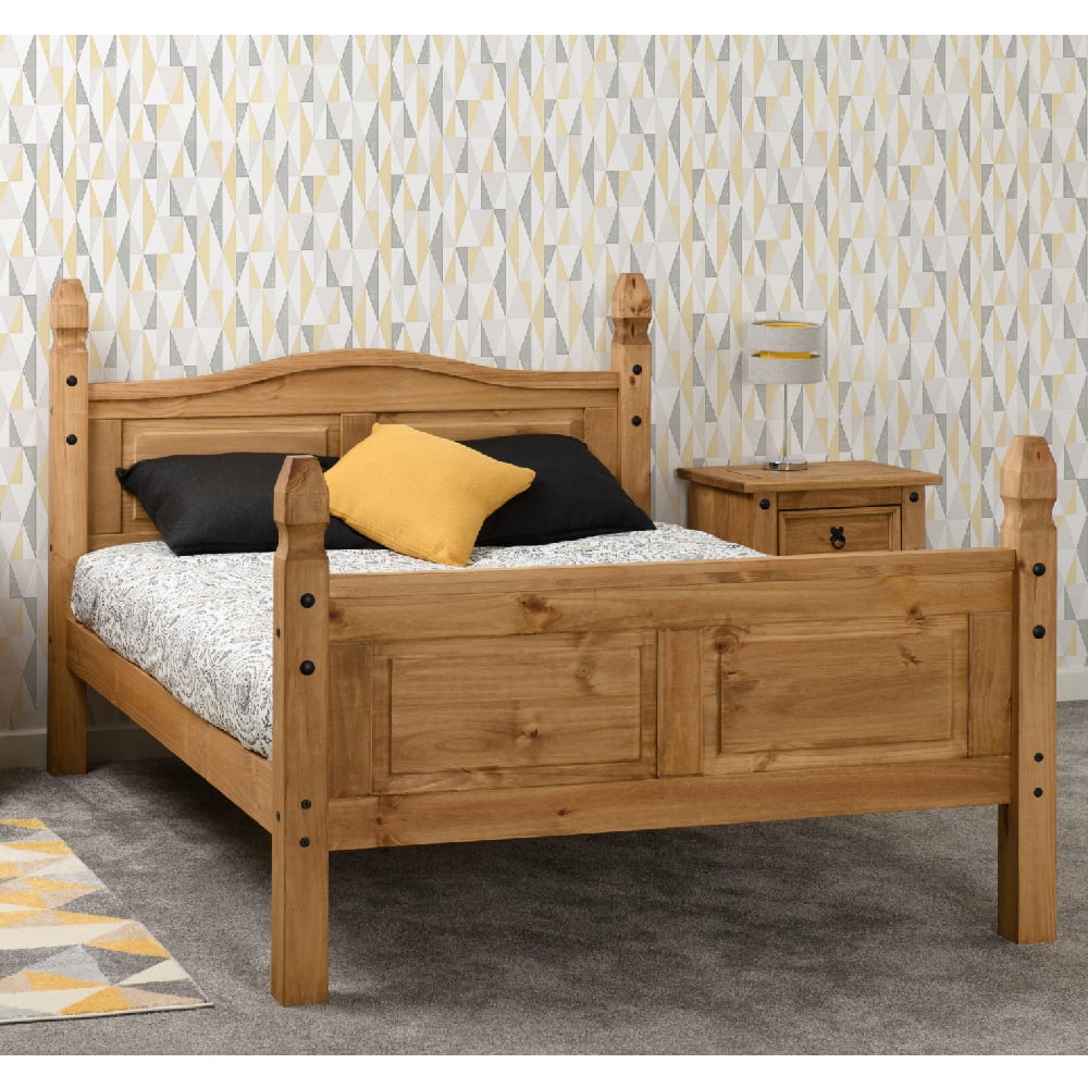 Read more about Central wooden high foot king size bed in oak