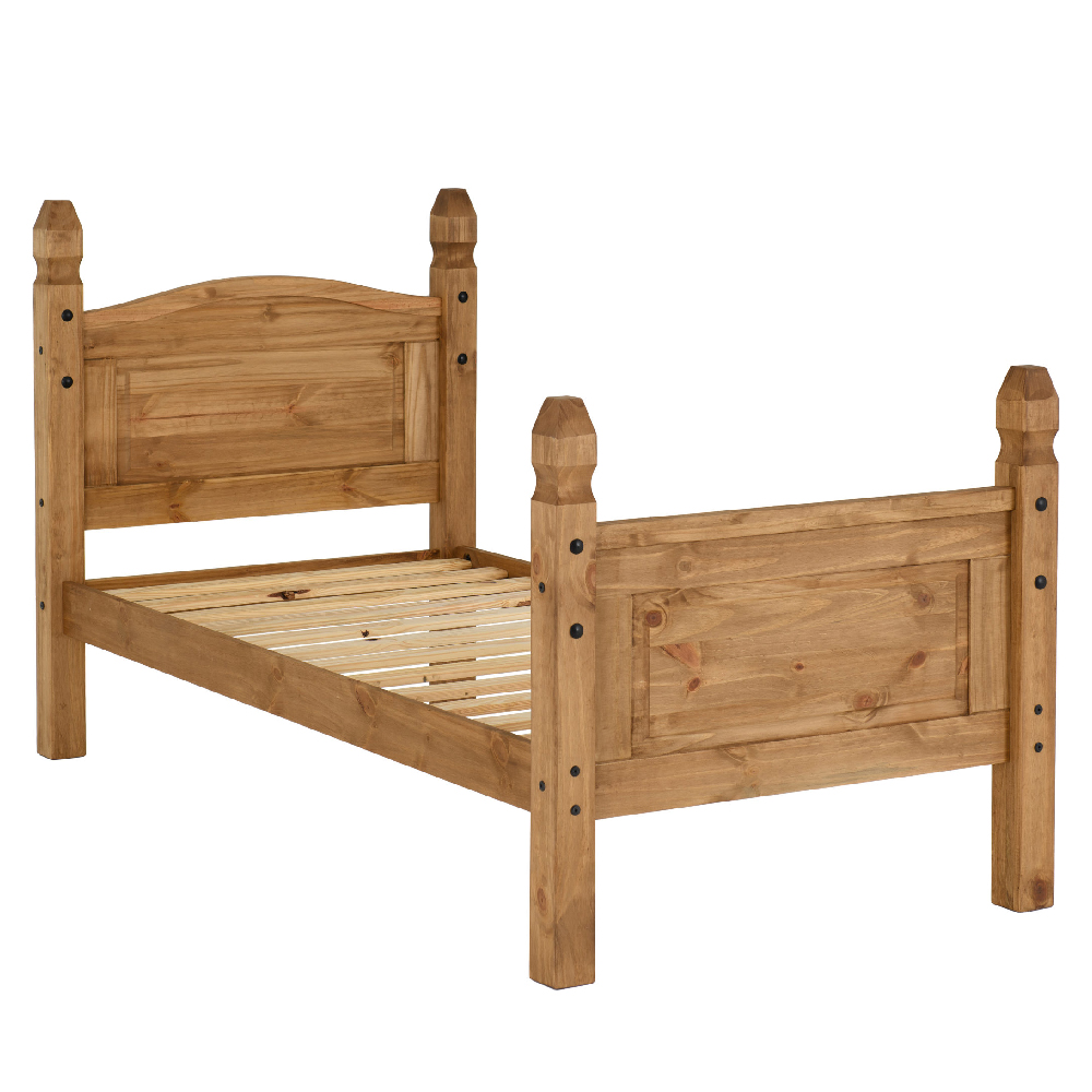 Central Wooden High Foot Single Bed In Oak