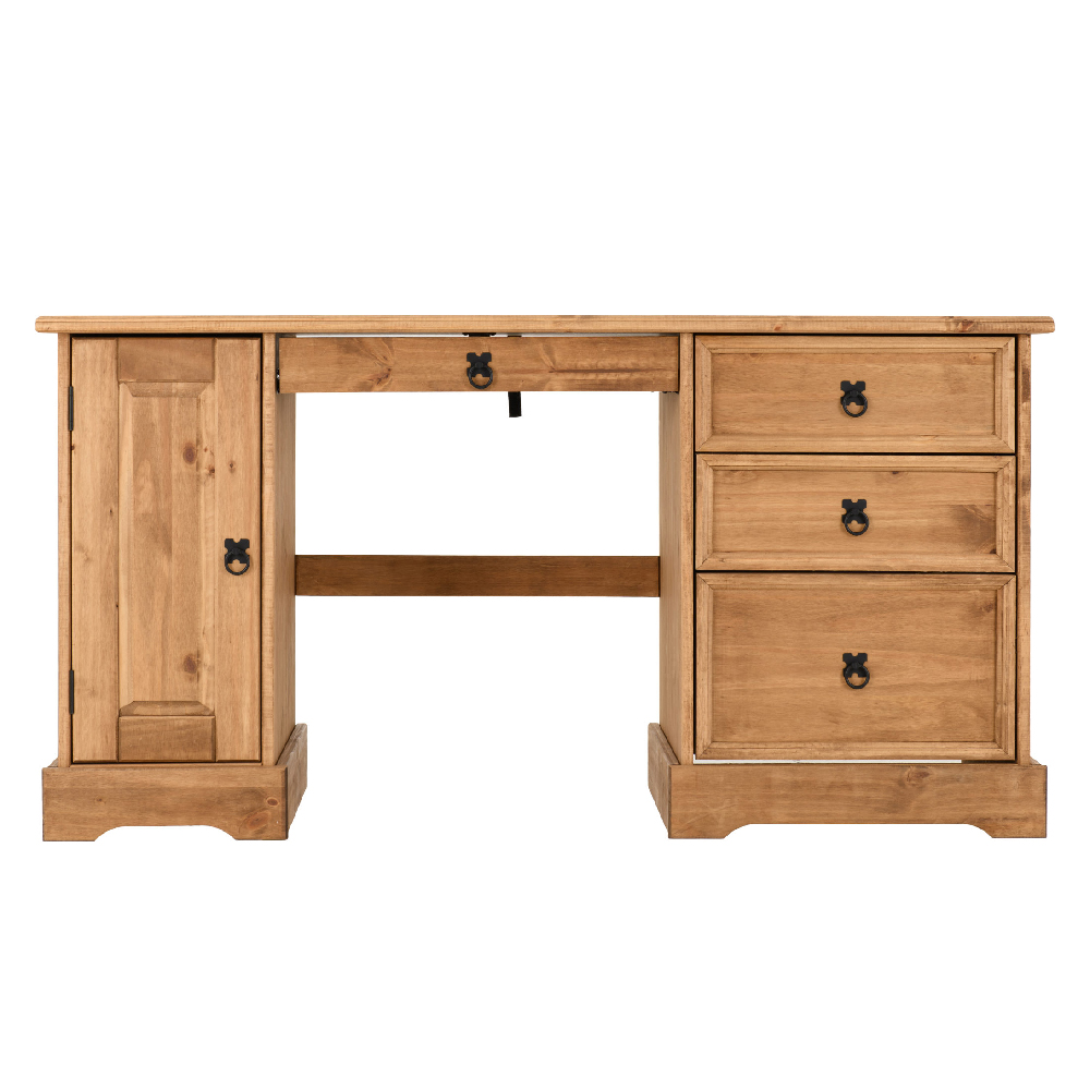 Central Wooden Laptop Desk With 3 Drawers In Oak