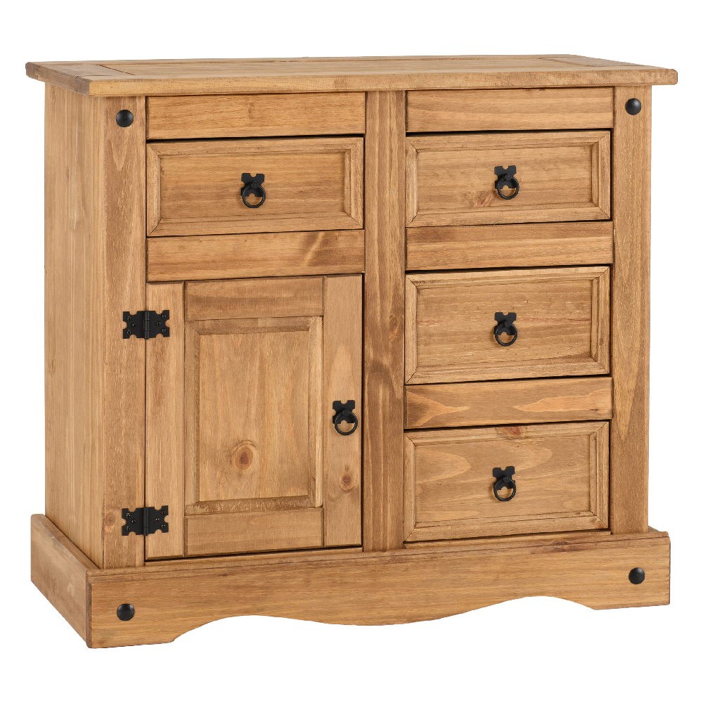 Central Wooden Sideboard With 1 Door 4 Drawers In Oak