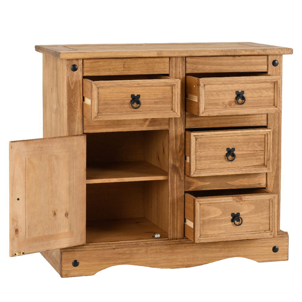 Central Wooden Sideboard With 1 Door 4 Drawers In Oak