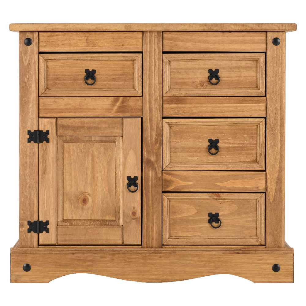 Central Wooden Sideboard With 1 Door 4 Drawers In Oak