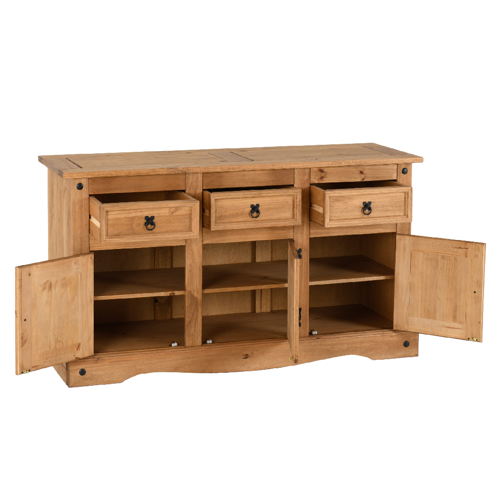 Central Wooden Sideboard With 3 Doors 3 Drawers In Oak