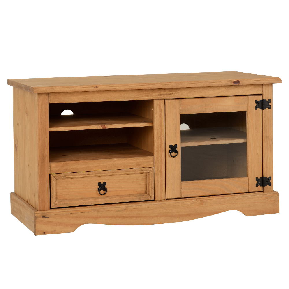 Central Wooden TV Stand With 1 Door 1 Drawer In Oak