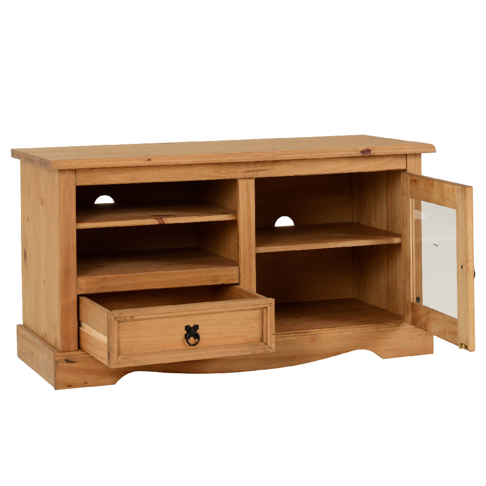 Central Wooden TV Stand With 1 Door 1 Drawer In Oak
