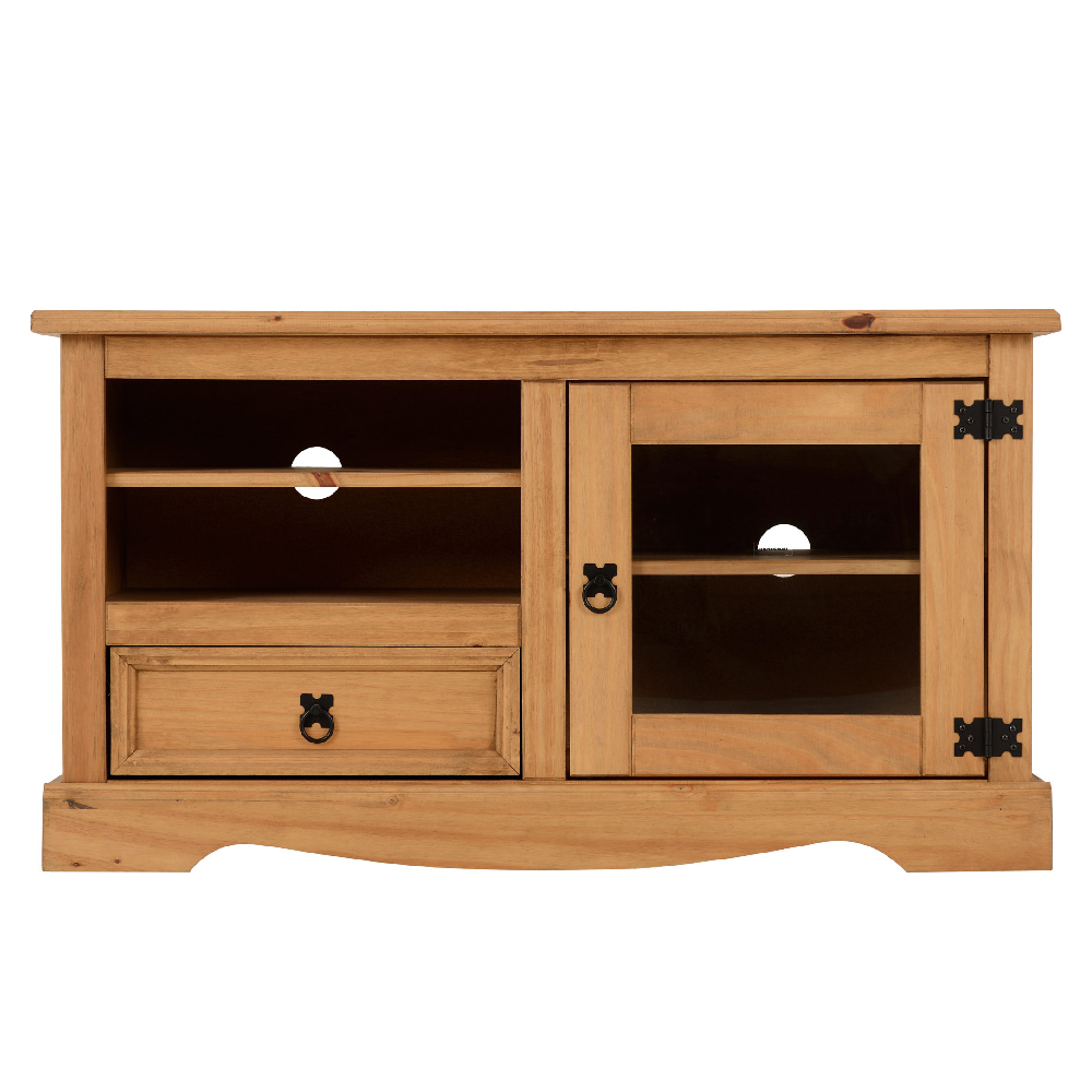 Central Wooden TV Stand With 1 Door 1 Drawer In Oak