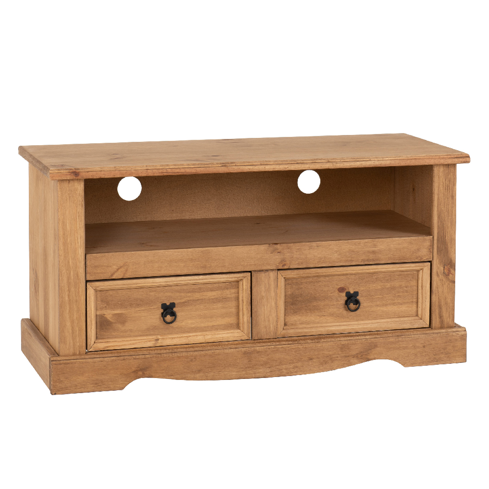 Central Wooden TV Stand With 2 Drawers In Oak