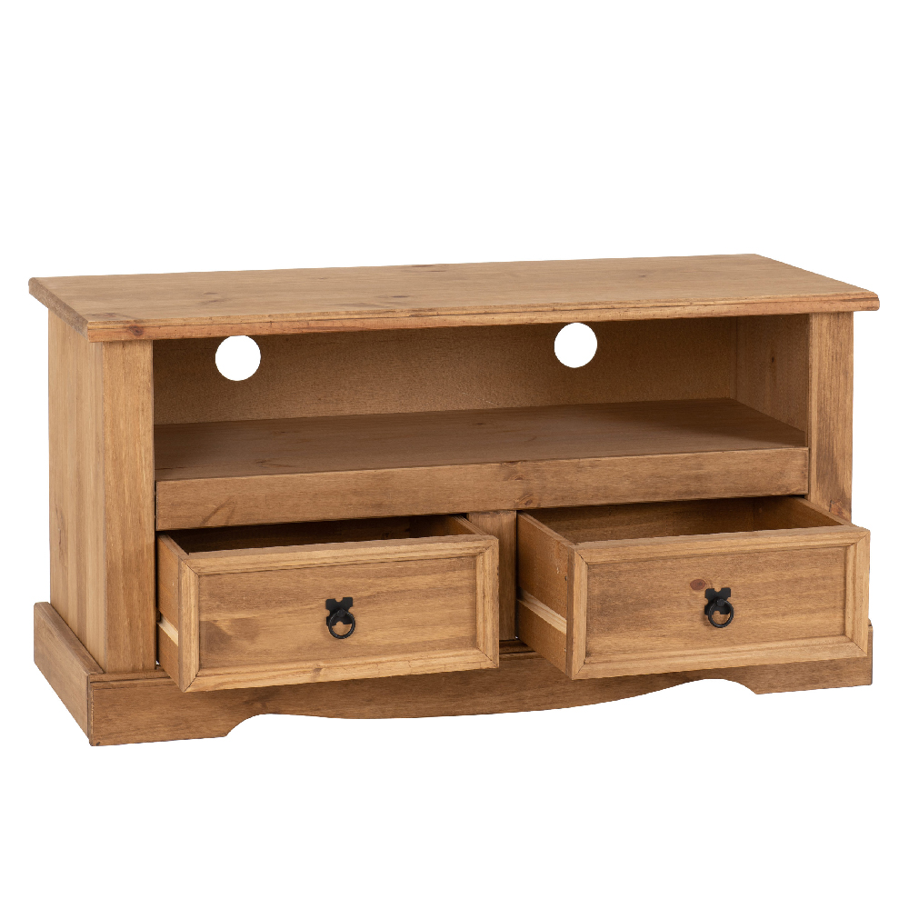 Central Wooden TV Stand With 2 Drawers In Oak