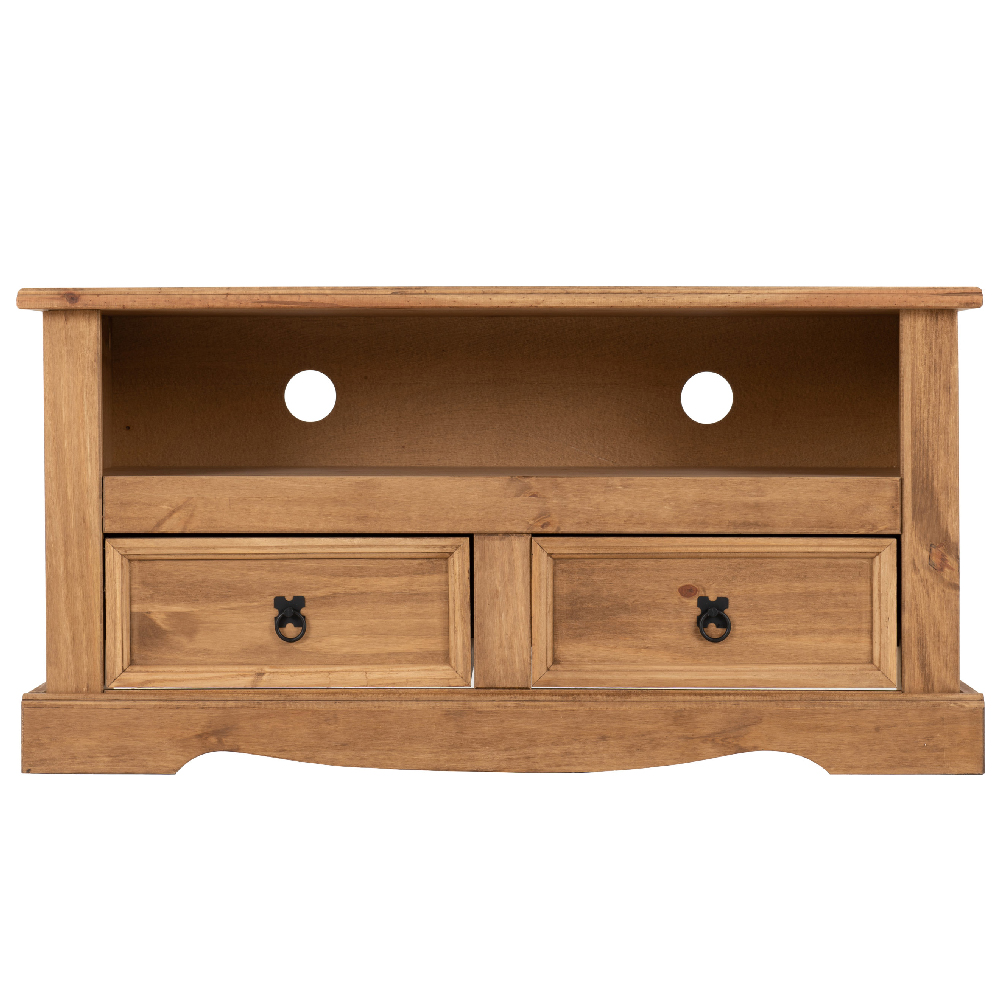 Central Wooden TV Stand With 2 Drawers In Oak