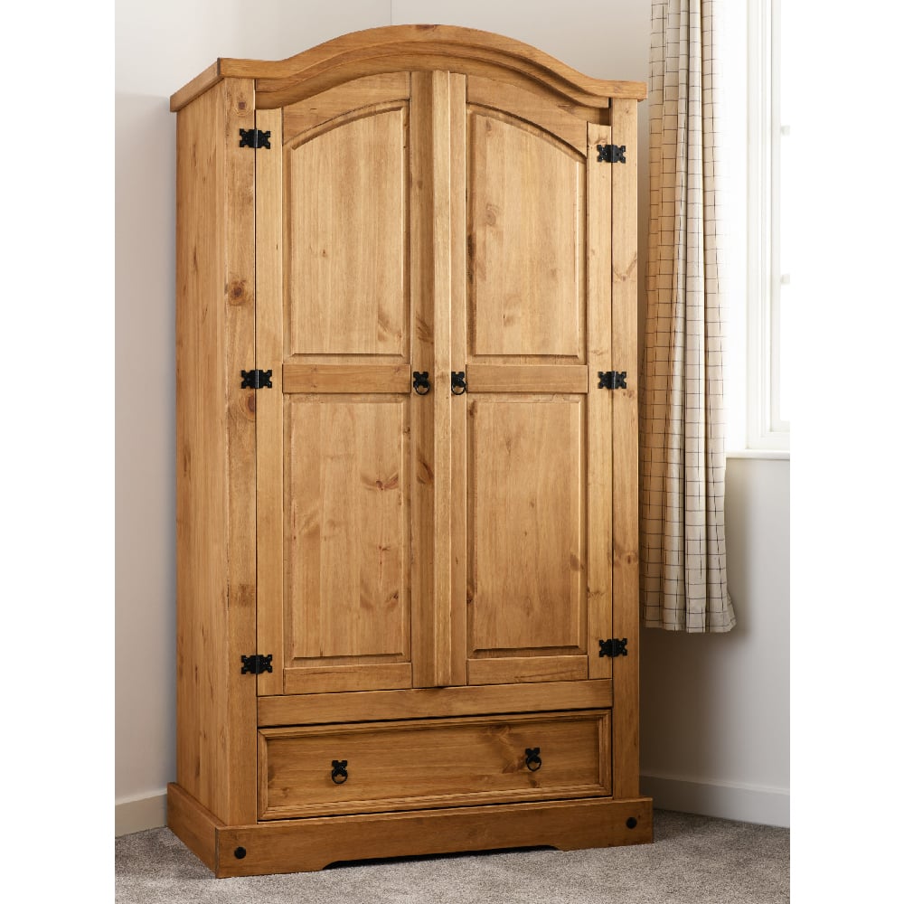 Read more about Central wooden wardrobe with 2 doors 1 drawer in oak