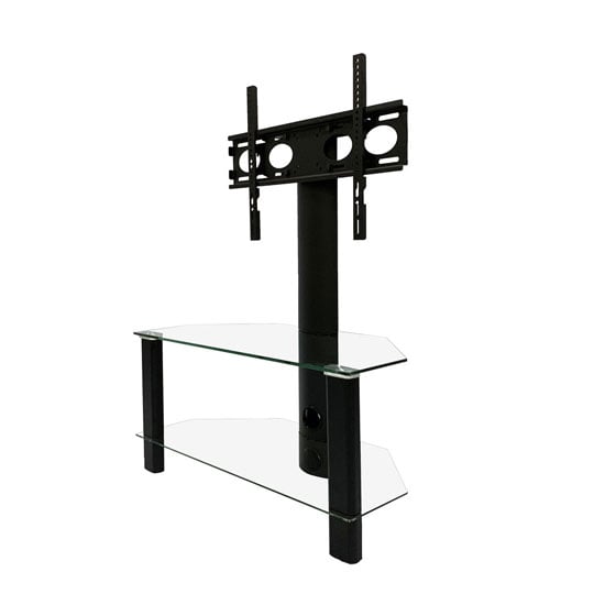 Clevedon Glass TV Stand In Black With Bracket_2