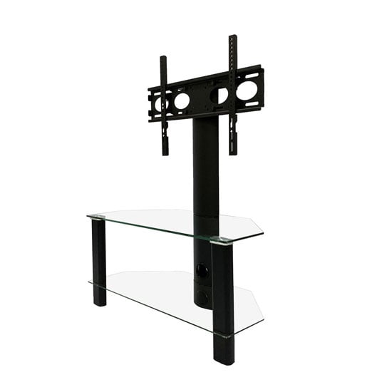 Clevedon Glass TV Stand In Black With Bracket FiF