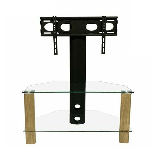Clevedon Glass TV Stand In Light Oak With Bracket