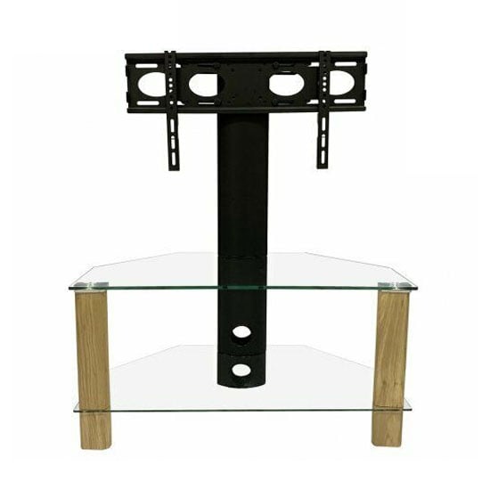 Product photograph of Clevedon Glass Tv Stand In Light Oak With Bracket from Furniture in Fashion