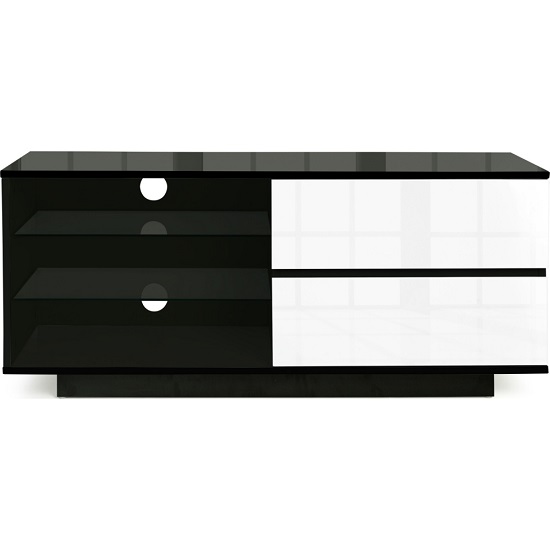 Century TV Stand In Black High Gloss With White Gloss Drawers_4
