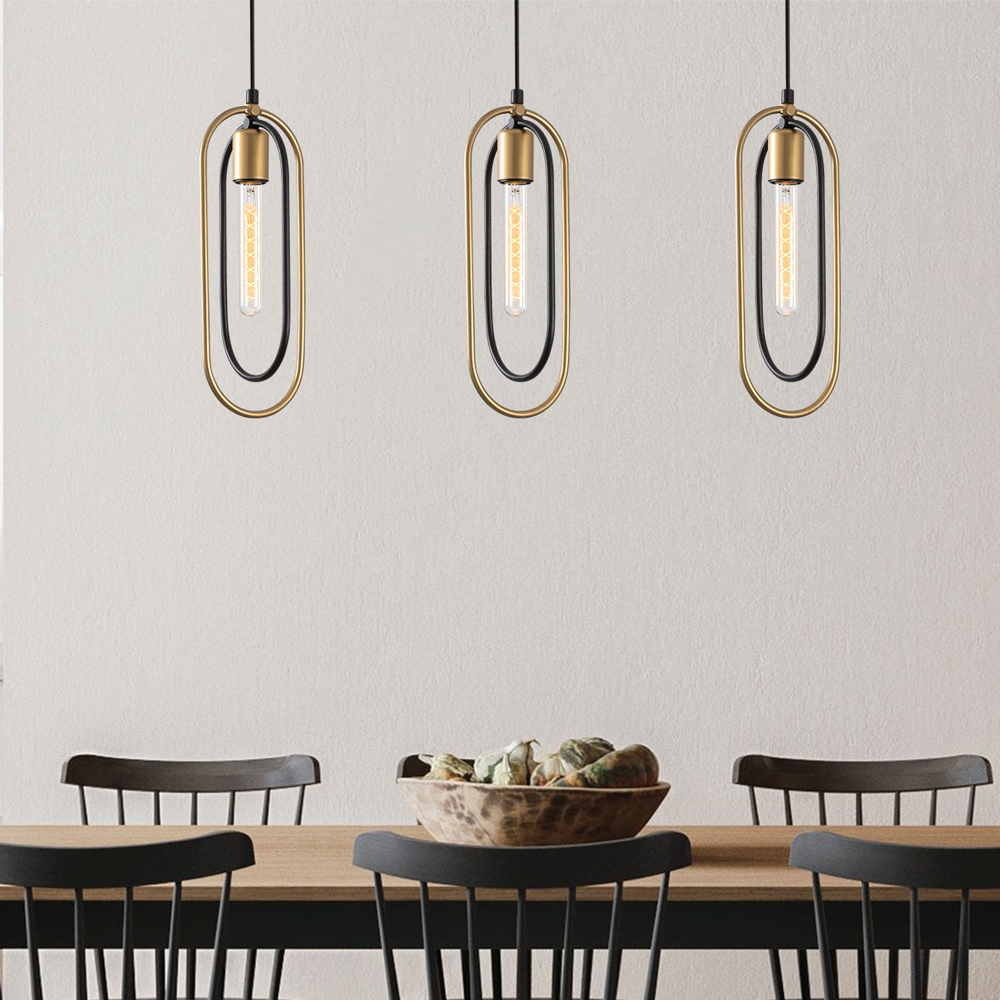 Cerco 3 Light Metal Ceiling Pendant Light in Black and Gold