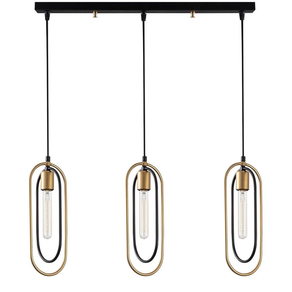 Cerco 3 Light Metal Ceiling Pendant Light in Black and Gold