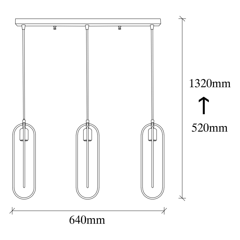 Cerco 3 Light Metal Ceiling Pendant Light in Black and Gold