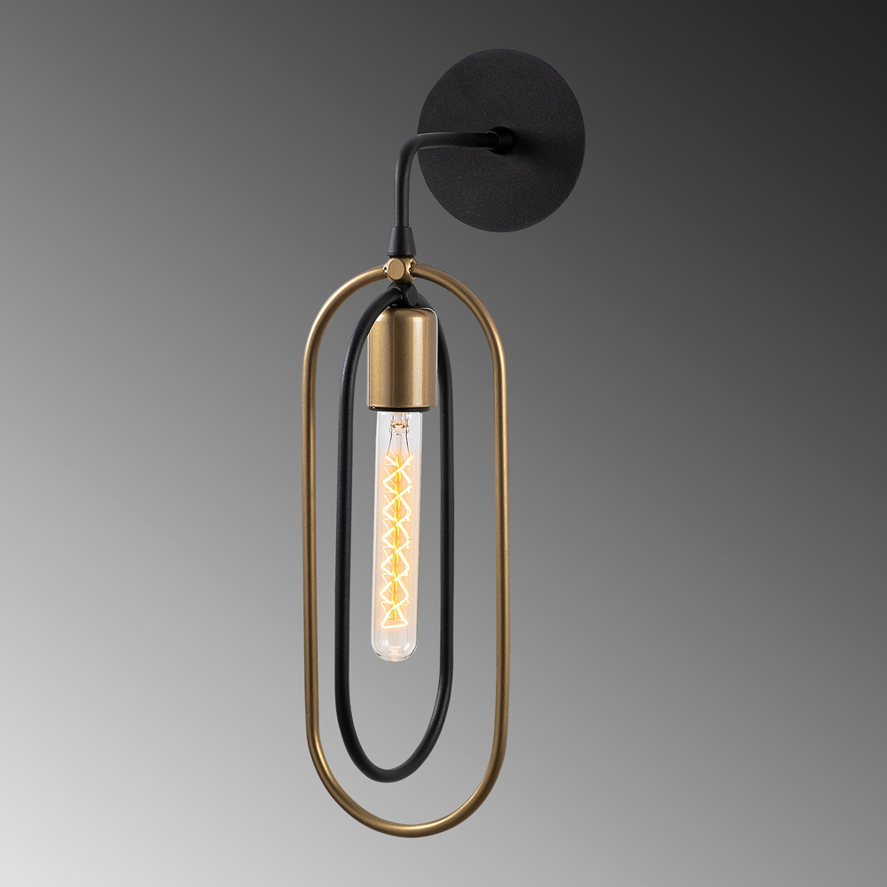 Cerco Metal Wall Light in Black and Gold