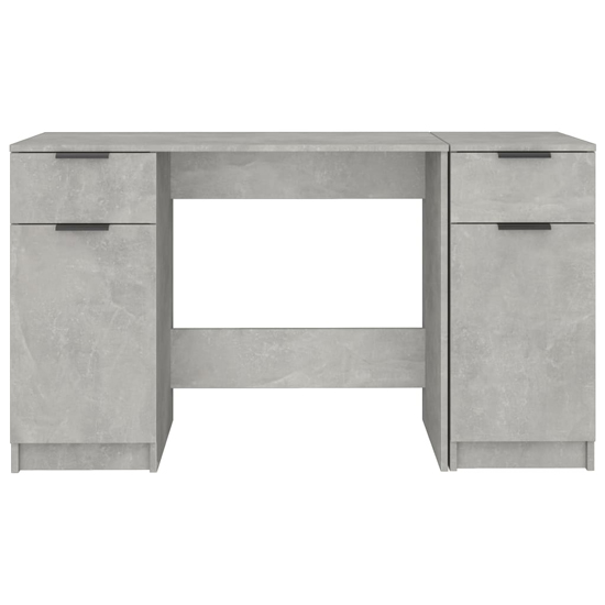 Ceri Computer Desk With 2 Doors 2 Drawers In Concrete Effect