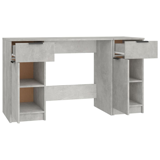 Ceri Computer Desk With 2 Doors 2 Drawers In Concrete Effect