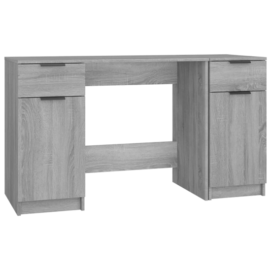 Ceri Computer Desk With 2 Doors 2 Drawers In Grey Sonoma Oak
