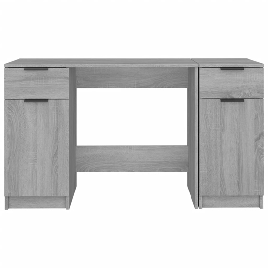 Ceri Computer Desk With 2 Doors 2 Drawers In Grey Sonoma Oak