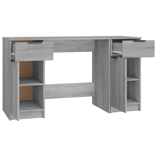 Ceri Computer Desk With 2 Doors 2 Drawers In Grey Sonoma Oak