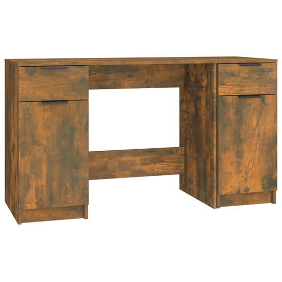 Ceri Computer Desk With 2 Doors 2 Drawers In Smoked Oak