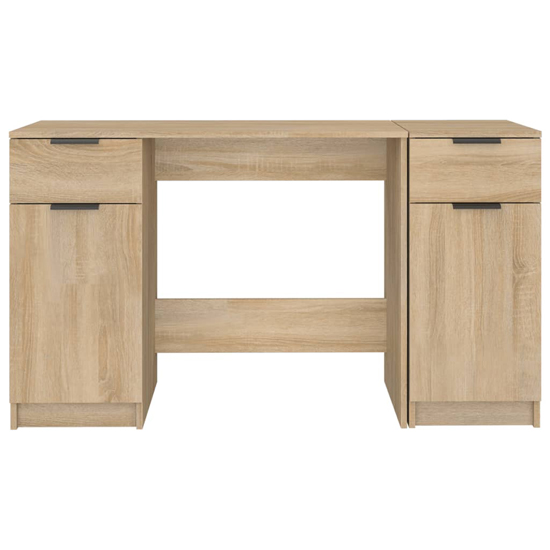 Ceri Computer Desk With 2 Doors 2 Drawers In Sonoma Oak