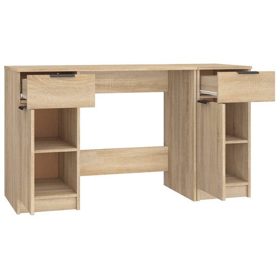 Ceri Computer Desk With 2 Doors 2 Drawers In Sonoma Oak