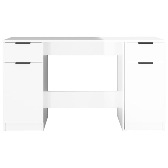 Ceri High Gloss Computer Desk With 2 Doors 2 Drawers In White_4