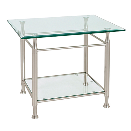 Cerrito Square Clear Glass Side Table With Stainless Steel Base