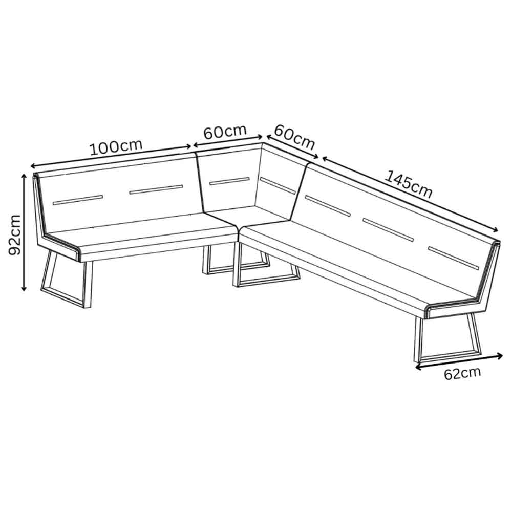 Cerritos Fabric Corner Dining Bench in Grey