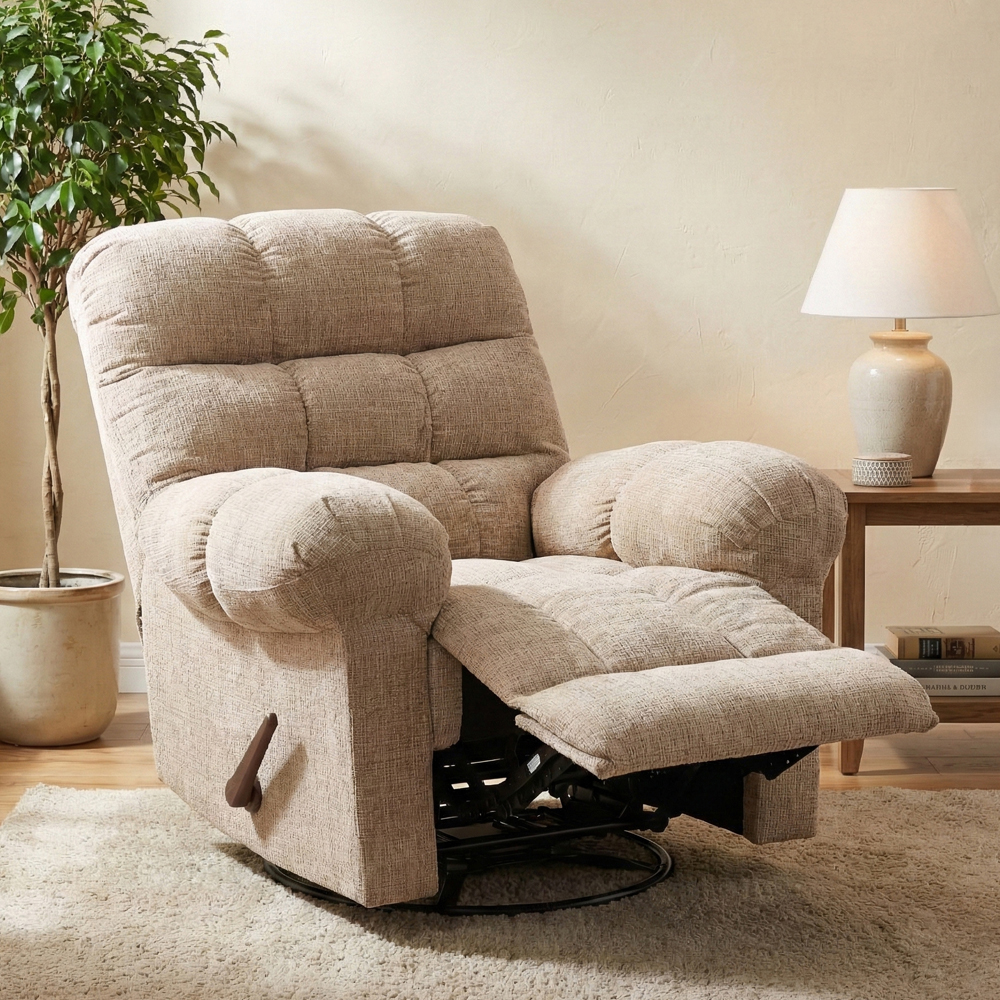 Cerritos Fabric Manual Recliner Sofa Suite in Beige