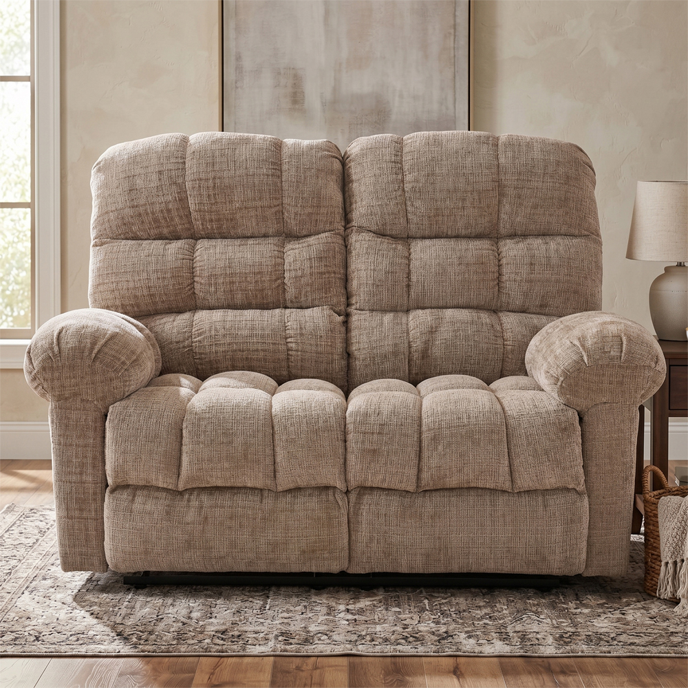 Cerritos Fabric Manual Recliner 2 Seater Sofa in Beige