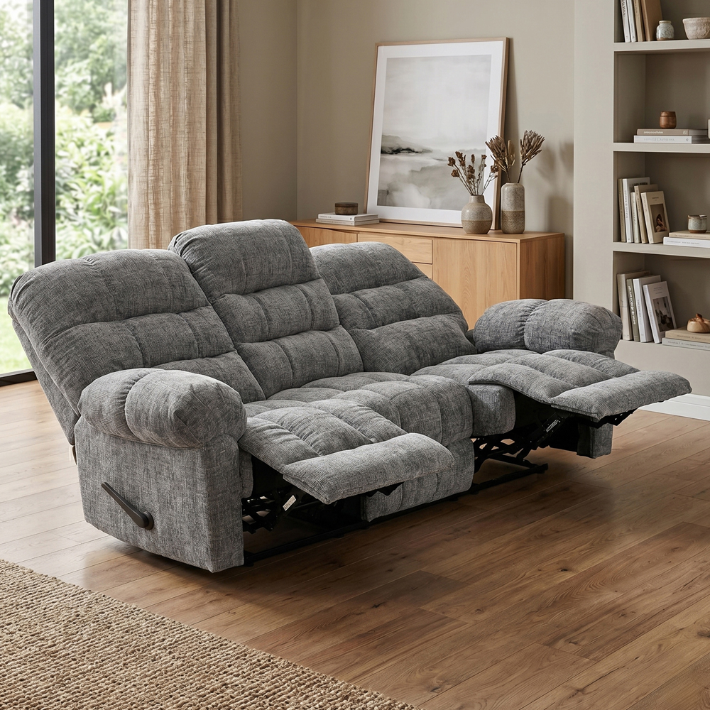 Cerritos Fabric Manual Recliner 3 Seater Sofa in Graphite
